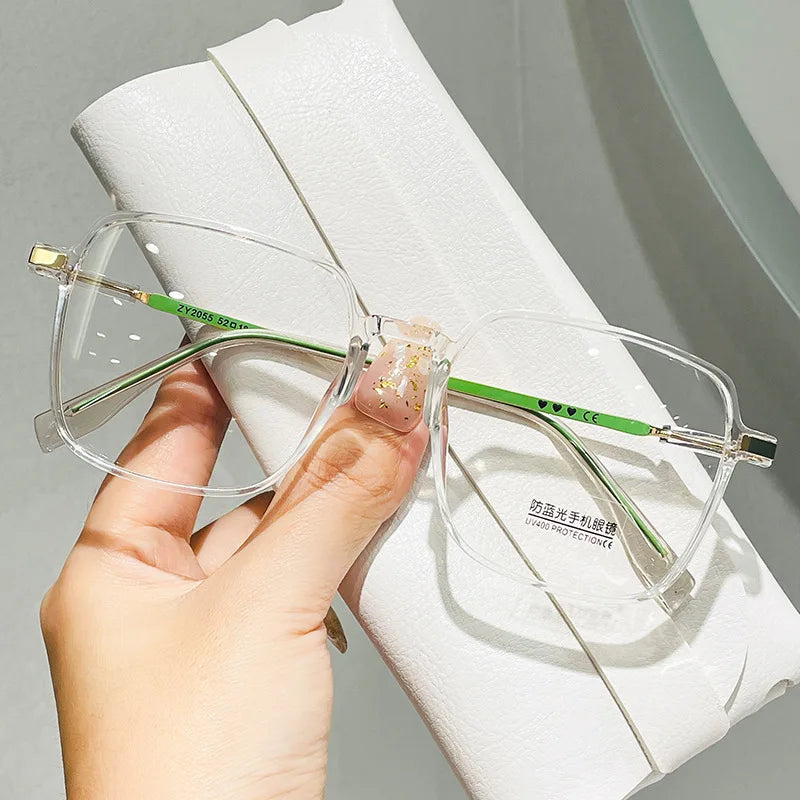New Myopia Glasses Women'S anti Blue Light Glasses Flat Glasses Myopia Glasses Finished Transparent Glasses -0.5 -0.75 -1.25