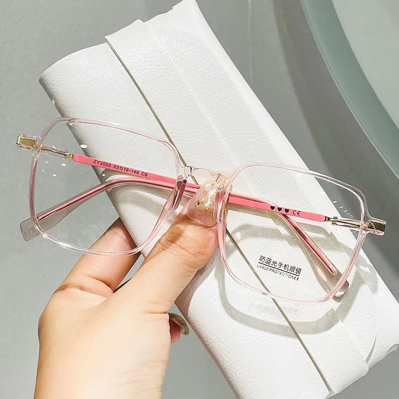 New Myopia Glasses Women'S anti Blue Light Glasses Flat Glasses Myopia Glasses Finished Transparent Glasses -0.5 -0.75 -1.25