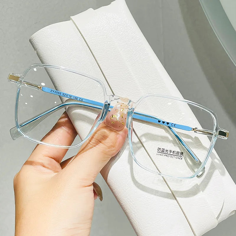 New Myopia Glasses Women'S anti Blue Light Glasses Flat Glasses Myopia Glasses Finished Transparent Glasses -0.5 -0.75 -1.25