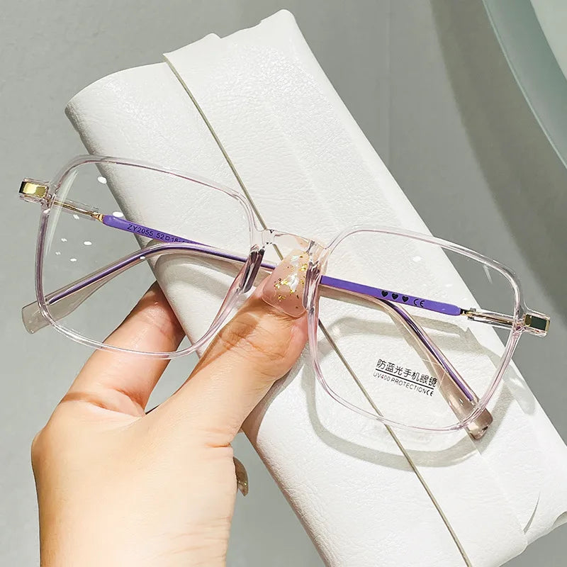 New Myopia Glasses Women'S anti Blue Light Glasses Flat Glasses Myopia Glasses Finished Transparent Glasses -0.5 -0.75 -1.25
