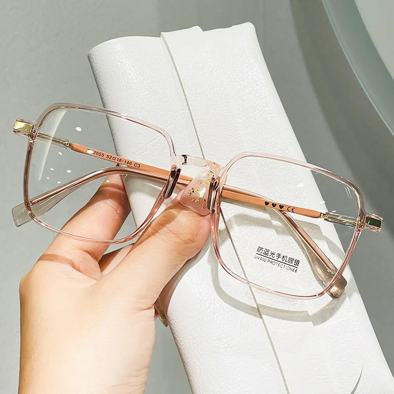 New Myopia Glasses Women'S anti Blue Light Glasses Flat Glasses Myopia Glasses Finished Transparent Glasses -0.5 -0.75 -1.25