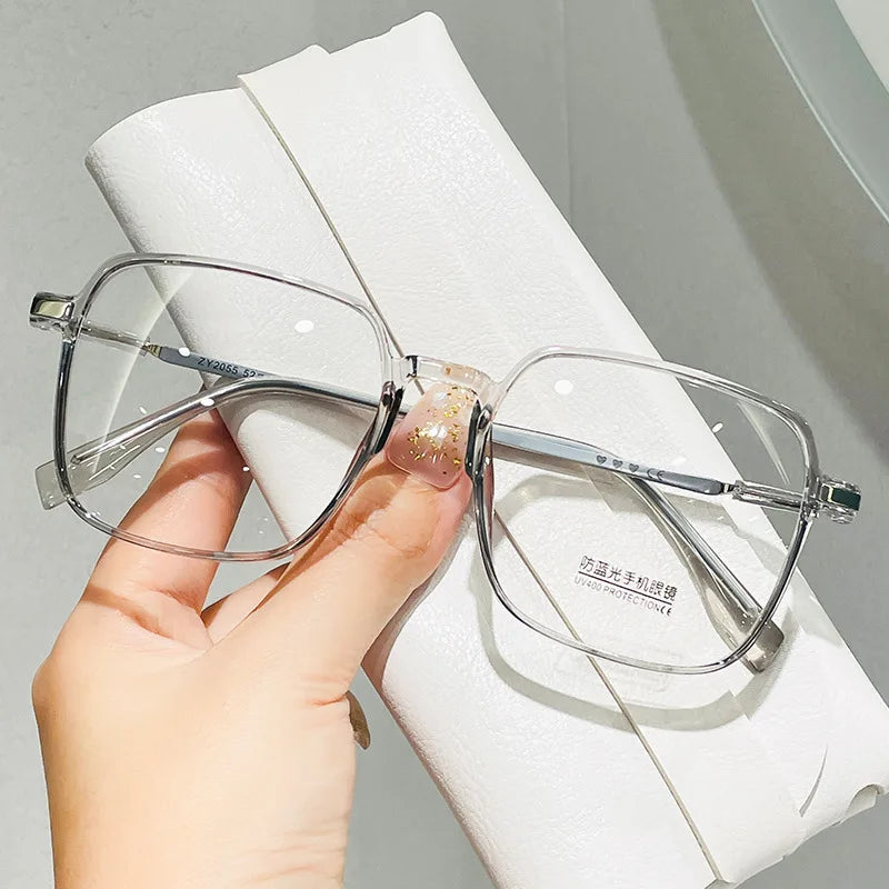 New Myopia Glasses Women'S anti Blue Light Glasses Flat Glasses Myopia Glasses Finished Transparent Glasses -0.5 -0.75 -1.25